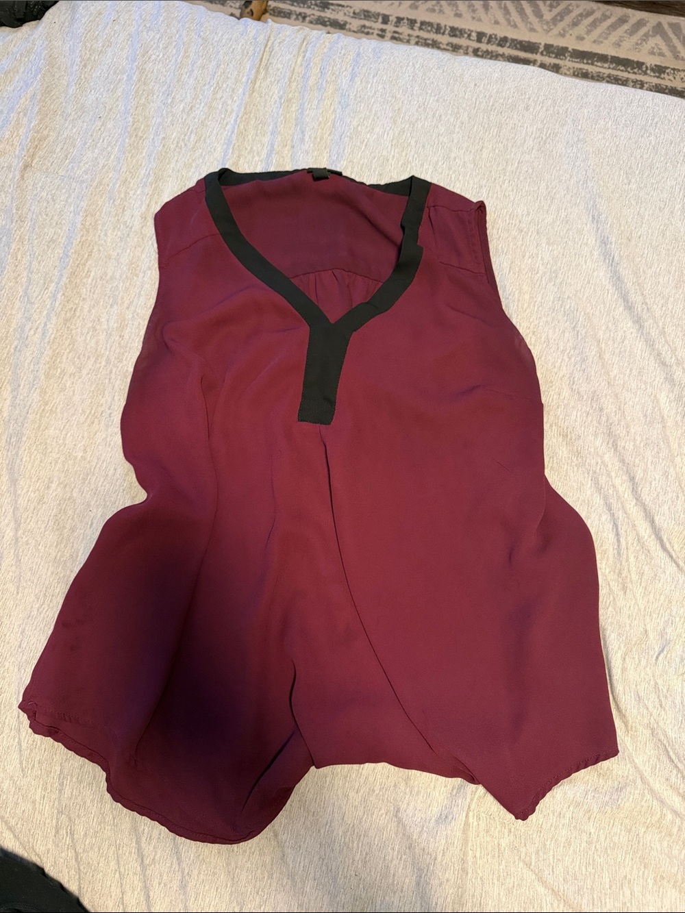 torrid Wine Sleeveless Tank with Black V-Neck Trim